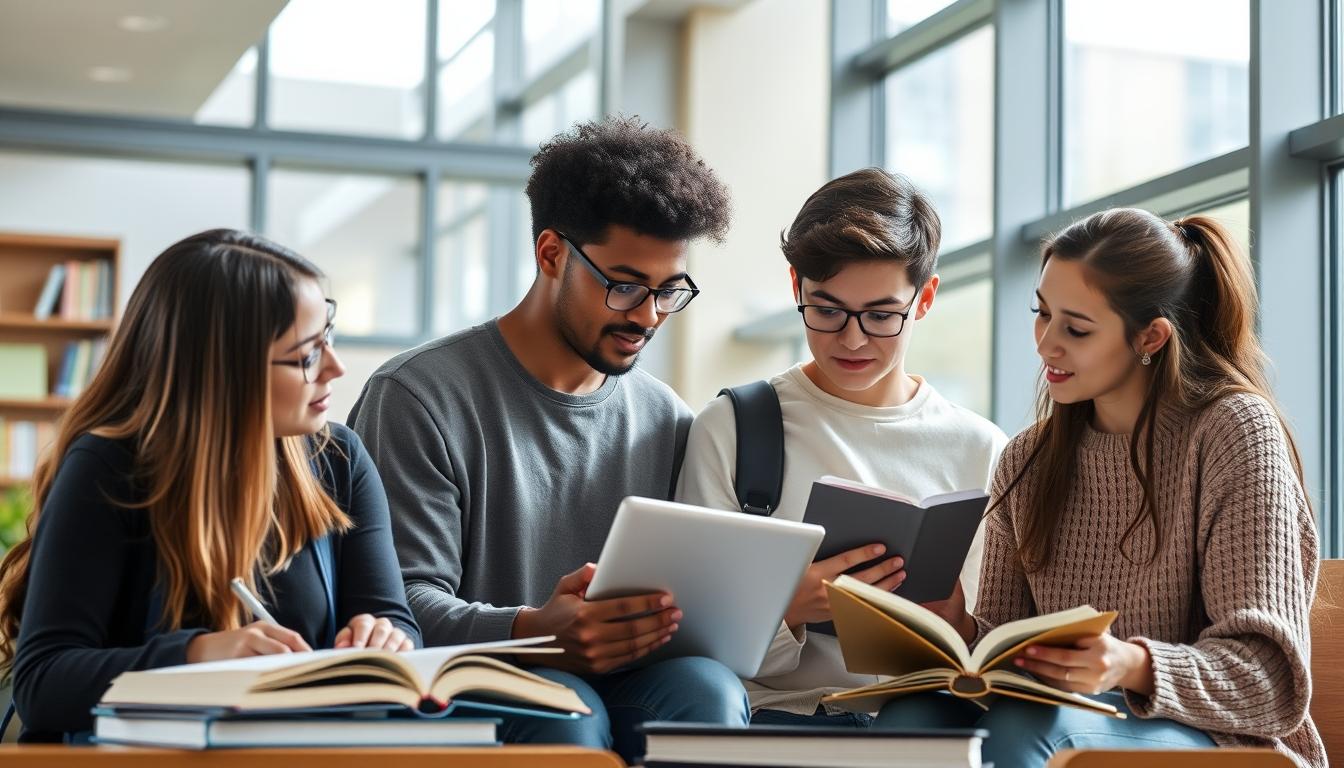 Student preparing for exams with study materials